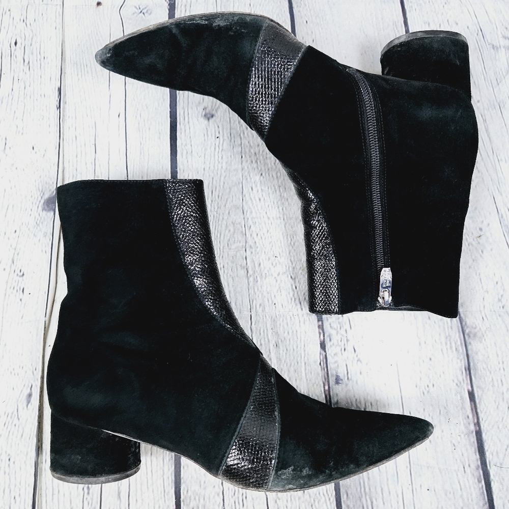 SIGERSON MORRISON | Zero suede & leather patchwork pointed toe ankle boots